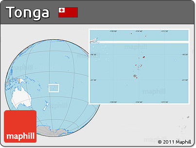 Gray Location Map of Tonga, highlighted continent