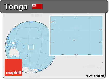 Gray Location Map of Tonga, lighten, land only