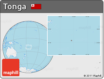 Gray Location Map of Tonga, lighten, land only