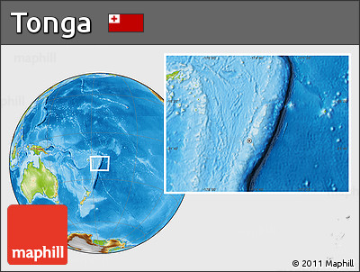 Gray Location Map of Tonga, physical outside, hill shading