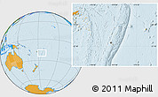 Gray Location Map of Tonga, political outside, hill shading