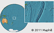 Gray Location Map of Tonga, satellite outside, hill shading