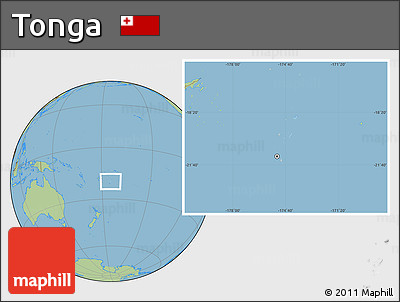 Gray Location Map of Tonga, savanna style outside