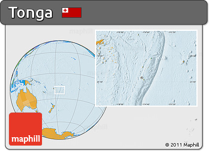 Physical Location Map of Tonga, political outside