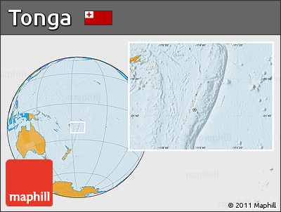Physical Location Map of Tonga, political outside