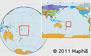 Political Location Map of Tonga, within the entire continent