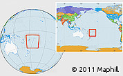 Political Location Map of Tonga, highlighted continent, within the entire continent