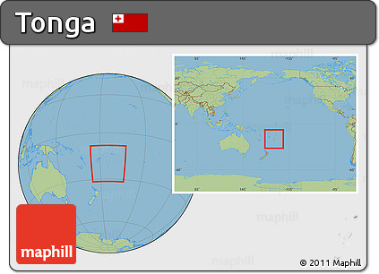 Savanna Style Location Map of Tonga, within the entire continent