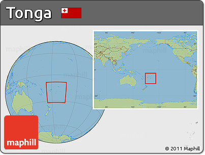 Savanna Style Location Map of Tonga, within the entire continent