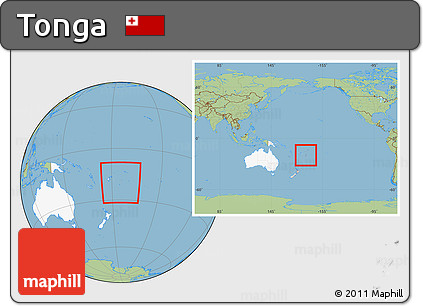 Savanna Style Location Map of Tonga, highlighted continent, within the entire continent