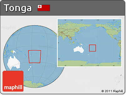 Savanna Style Location Map of Tonga, highlighted continent, within the entire continent