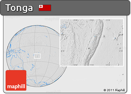 Savanna Style Location Map of Tonga, lighten, desaturated, hill shading