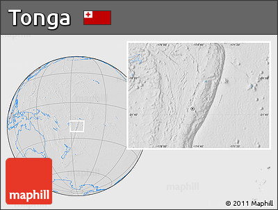 Savanna Style Location Map of Tonga, lighten, desaturated, hill shading