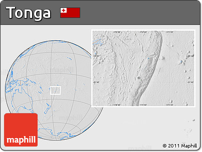 Savanna Style Location Map of Tonga, lighten, desaturated, hill shading