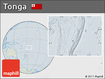 Savanna Style Location Map of Tonga, lighten, hill shading