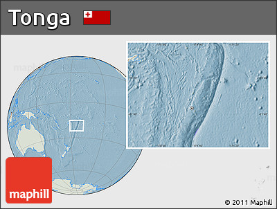 Savanna Style Location Map of Tonga, lighten, land only, hill shading
