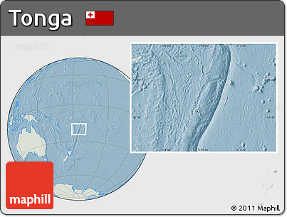 Savanna Style Location Map of Tonga, lighten, land only, hill shading