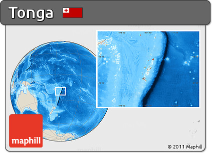 Shaded Relief Location Map of Tonga