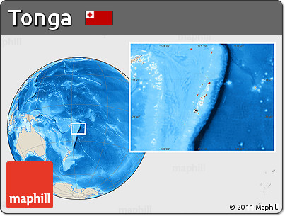 Shaded Relief Location Map of Tonga