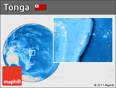 Shaded Relief Location Map of Tonga