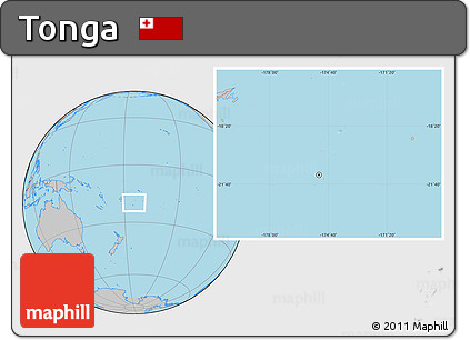 Shaded Relief Location Map of Tonga, gray outside