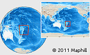 Shaded Relief Location Map of Tonga, highlighted continent, within the entire continent