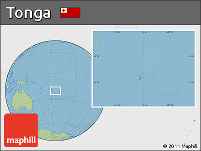Shaded Relief Location Map of Tonga, savanna style outside