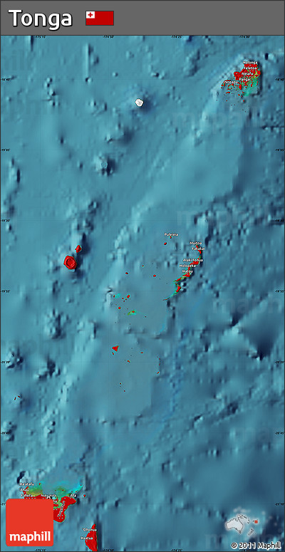 Flag Map of Tonga, satellite outside, flag rotated