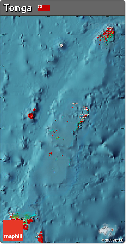 Flag Map of Tonga, satellite outside, flag rotated