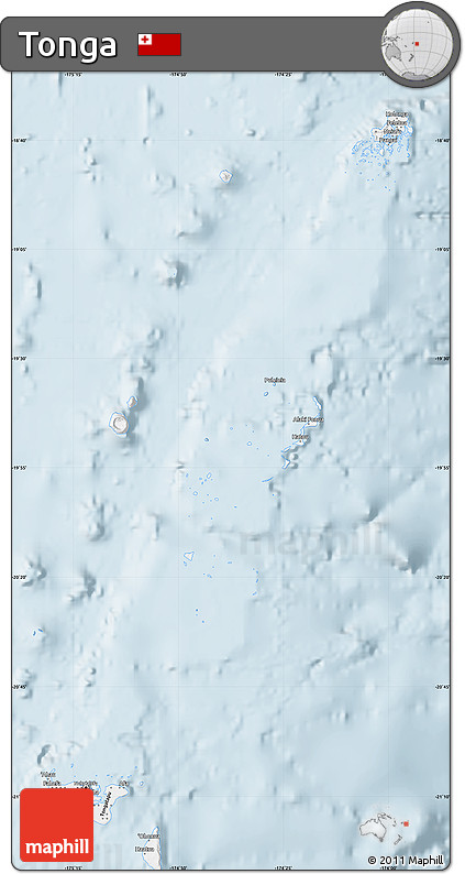 Gray Map of Tonga, single color outside
