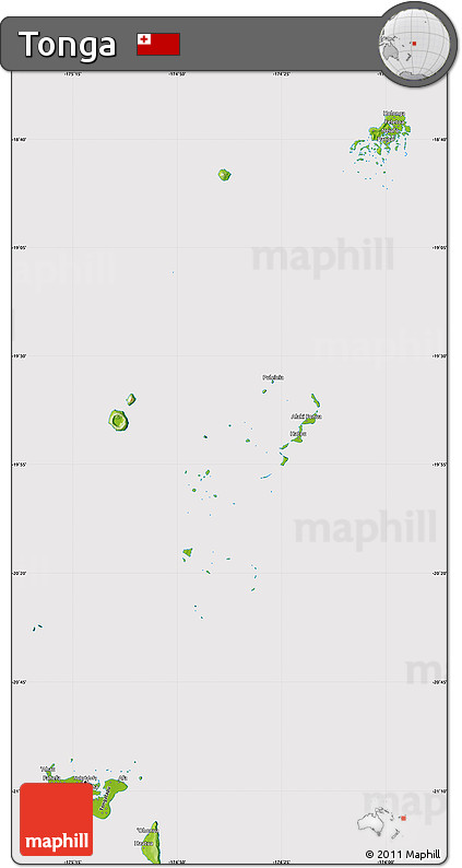 Physical Map of Tonga, cropped outside