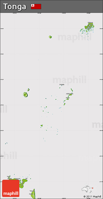 Physical Map of Tonga, cropped outside
