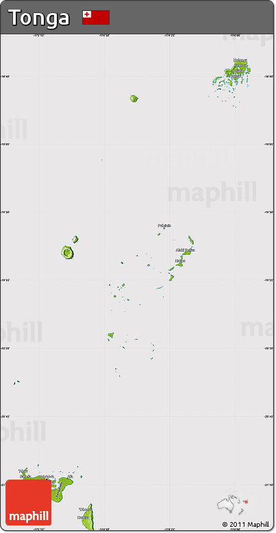 Physical Map of Tonga, cropped outside