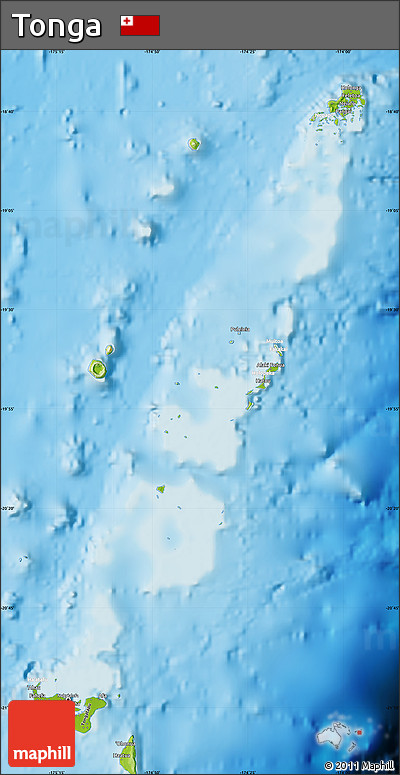 Physical Map of Tonga, lighten, semi-desaturated, land only