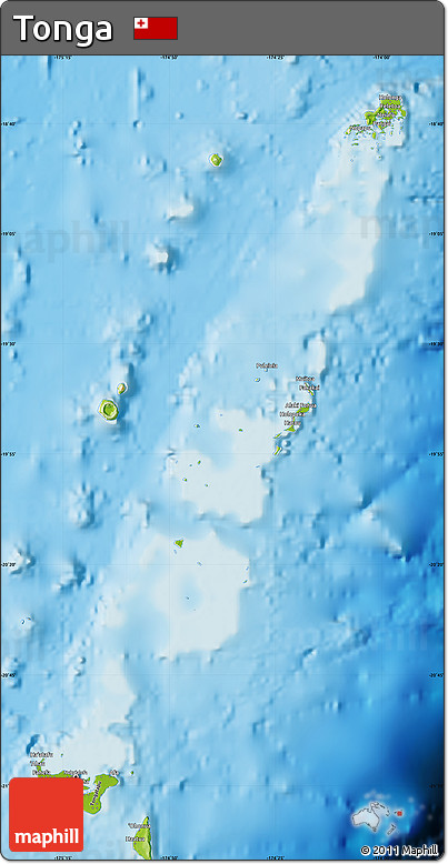 Physical Map of Tonga, shaded relief outside