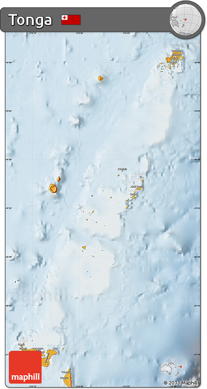 Political Map of Tonga, lighten