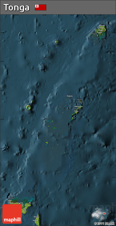 Satellite Map of Tonga, darken