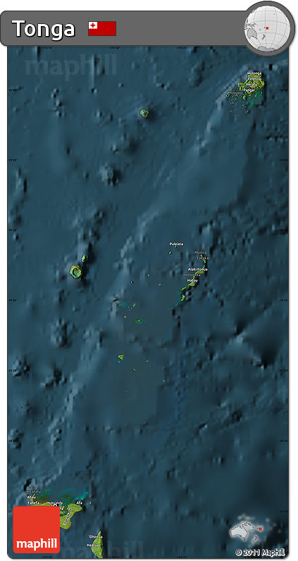 Satellite Map of Tonga, darken