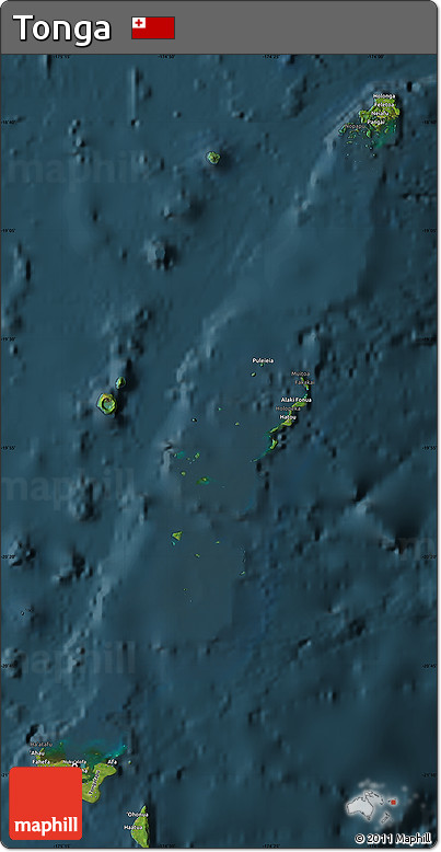 Satellite Map of Tonga, darken