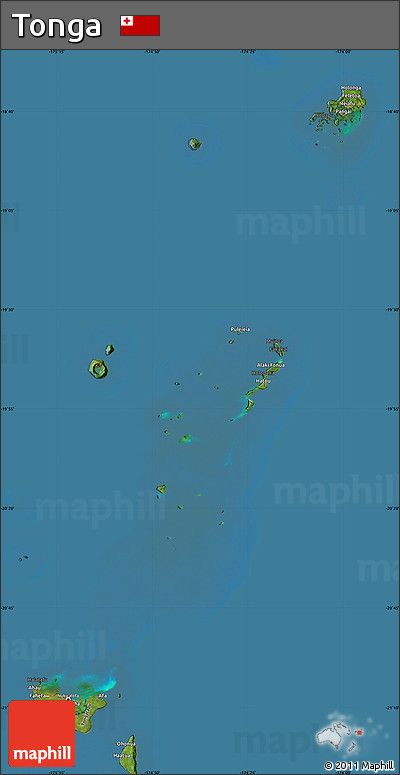 Satellite Map of Tonga, darken, land only