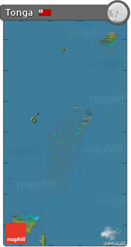 Satellite Map of Tonga, darken, land only