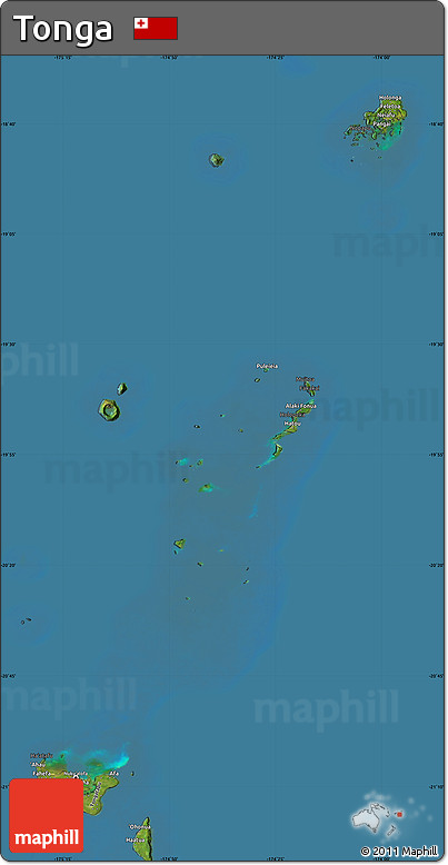 Satellite Map of Tonga, darken, land only