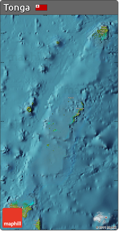 Satellite Map of Tonga, single color outside