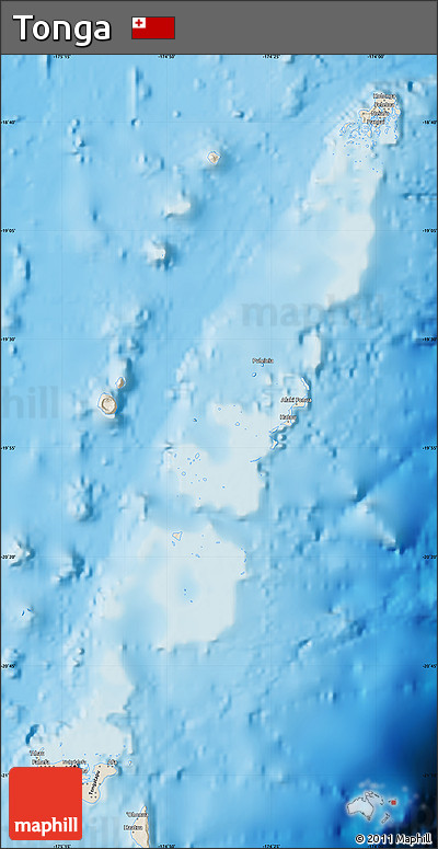 Shaded Relief Map of Tonga, single color outside