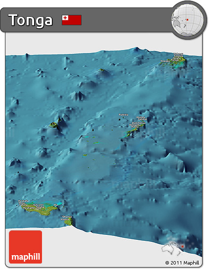 Satellite Panoramic Map of Tonga