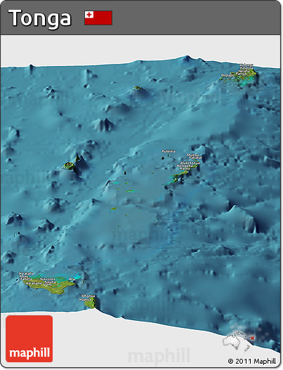 Satellite Panoramic Map of Tonga