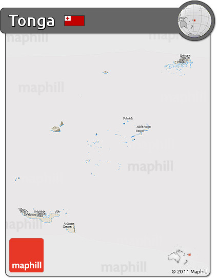 Shaded Relief Panoramic Map of Tonga, cropped outside