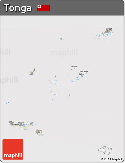 Shaded Relief Panoramic Map of Tonga, cropped outside