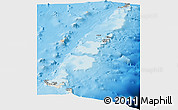 Shaded Relief Panoramic Map of Tonga, desaturated, land only