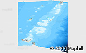 Shaded Relief Panoramic Map of Tonga, single color outside, bathymetry sea